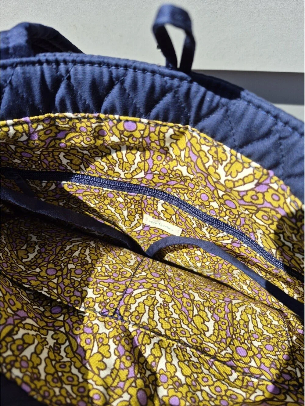 Vera Bradley Premium Cotton Small Original Tote Handbag, Peacoat, One Size,